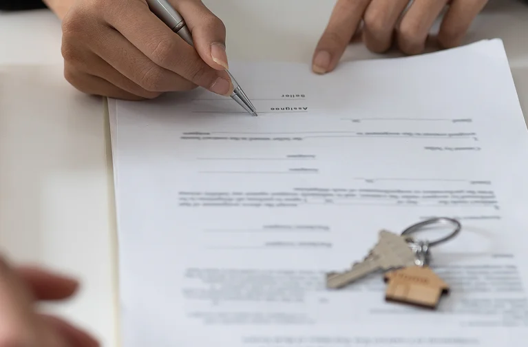 a person signing a document
