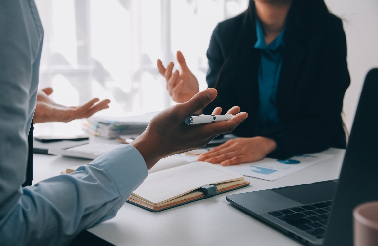 Lawyer is consulting client